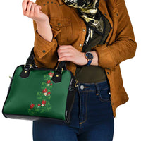 Hawaiian Taro Leaves-Hibiscus and Plumeria Shoulder Handbag Polynesian Art-Kakau Tattoo Green LT03 - Polynesian Pride