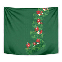 Hawaiian Taro Leaves-Hibiscus and Plumeria Tapestry Polynesian Art-Kakau Tattoo Green LT03 - Polynesian Pride