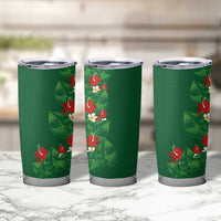 Hawaiian Taro Leaves-Hibiscus and Plumeria Tumbler Cup Polynesian Art-Kakau Tattoo Green