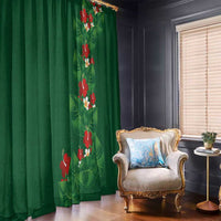 Hawaiian Taro Leaves-Hibiscus and Plumeria Window Curtain Polynesian Art-Kakau Tattoo Green LT03 - Polynesian Pride