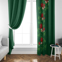 Hawaiian Taro Leaves-Hibiscus and Plumeria Window Curtain Polynesian Art-Kakau Tattoo Green LT03 - Polynesian Pride