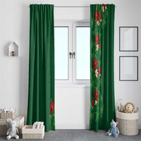 Hawaiian Taro Leaves-Hibiscus and Plumeria Window Curtain Polynesian Art-Kakau Tattoo Green LT03 - Polynesian Pride