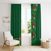 Hawaiian Taro Leaves-Hibiscus and Plumeria Window Curtain Polynesian Art-Kakau Tattoo Green LT03 - Polynesian Pride