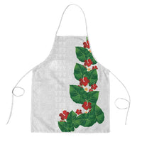 Hawaiian Taro Leaves-Hibiscus and Plumeria Apron Polynesian Art-Kakau Tattoo White LT03 White - Polynesian Pride
