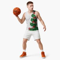 Hawaiian Taro Leaves-Hibiscus and Plumeria Basketball Jersey Polynesian Art-Kakau Tattoo White