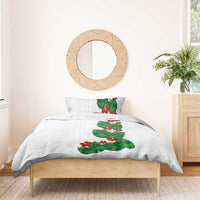 Hawaiian Taro Leaves-Hibiscus and Plumeria Bedding Set Polynesian Art-Kakau Tattoo White LT03 - Polynesian Pride