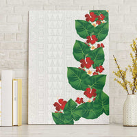 Hawaiian Taro Leaves-Hibiscus and Plumeria Canvas Wall Art Polynesian Art-Kakau Tattoo White LT03 Without Frame White - Polynesian Pride