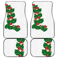 Hawaiian Taro Leaves-Hibiscus and Plumeria Car Mats Polynesian Art-Kakau Tattoo White LT03 - Polynesian Pride