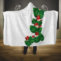 Hawaiian Taro Leaves-Hibiscus and Plumeria Hooded Blanket Polynesian Art-Kakau Tattoo White LT03 - Polynesian Pride