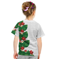 Hawaiian Taro Leaves-Hibiscus and Plumeria Kid T Shirt Polynesian Art-Kakau Tattoo White LT03 - Polynesian Pride