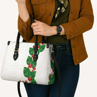 Hawaiian Taro Leaves-Hibiscus and Plumeria Leather Bag Polynesian Art-Kakau Tattoo White LT03 - Polynesian Pride