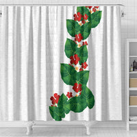 Hawaiian Taro Leaves-Hibiscus and Plumeria Shower Curtain Polynesian Art-Kakau Tattoo White LT03 - Polynesian Pride