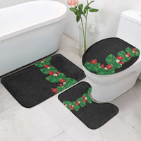 Hawaiian Taro Leaves-Hibiscus and Plumeria Bathroom Set Polynesian Art-Kakau Tattoo Black LT03 - Polynesian Pride