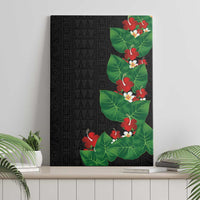 Hawaiian Taro Leaves-Hibiscus and Plumeria Canvas Wall Art Polynesian Art-Kakau Tattoo Black LT03 - Polynesian Pride