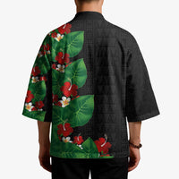Hawaiian Taro Leaves-Hibiscus and Plumeria Kimono Polynesian Art-Kakau Tattoo Black LT03 - Polynesian Pride