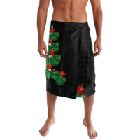 Hawaiian Taro Leaves-Hibiscus and Plumeria Lavalava Polynesian Art-Kakau Tattoo Black LT03 Black - Polynesian Pride
