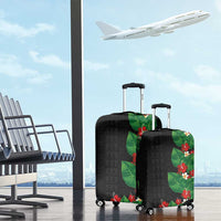 Hawaiian Taro Leaves-Hibiscus and Plumeria Luggage Cover Polynesian Art-Kakau Tattoo Black
