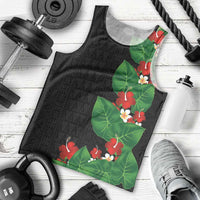 Hawaiian Taro Leaves-Hibiscus and Plumeria Men Tank Top Polynesian Art-Kakau Tattoo Black LT03 - Polynesian Pride