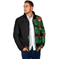 Hawaiian Taro Leaves-Hibiscus and Plumeria Padded Jacket Polynesian Art-Kakau Tattoo Black LT03 - Polynesian Pride