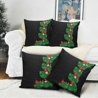 Hawaiian Taro Leaves-Hibiscus and Plumeria Pillow Cover Polynesian Art-Kakau Tattoo Black LT03 - Polynesian Pride