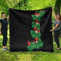 Hawaiian Taro Leaves-Hibiscus and Plumeria Quilt Polynesian Art-Kakau Tattoo Black LT03 - Polynesian Pride