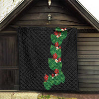 Hawaiian Taro Leaves-Hibiscus and Plumeria Quilt Polynesian Art-Kakau Tattoo Black LT03 - Polynesian Pride