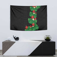 Hawaiian Taro Leaves-Hibiscus and Plumeria Tapestry Polynesian Art-Kakau Tattoo Black LT03 - Polynesian Pride