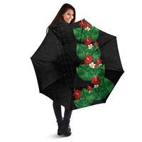 Hawaiian Taro Leaves-Hibiscus and Plumeria Umbrella Polynesian Art-Kakau Tattoo Black LT03 - Polynesian Pride