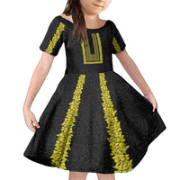 Philippines Polynesian Jasmine Pattern Family Matching Tank Maxi Dress and Hawaiian Shirt With Barong Tagalog Black Style