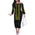 Philippines Polynesian Jasmine Pattern Off The Shoulder Long Sleeve Dress With Barong Tagalog Black Style