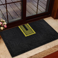 Philippines Polynesian Jasmine Pattern Rubber Doormat With Barong Tagalog Black Style