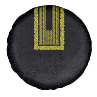 Philippines Polynesian Jasmine Pattern Spare Tire Cover With Barong Tagalog Black Style