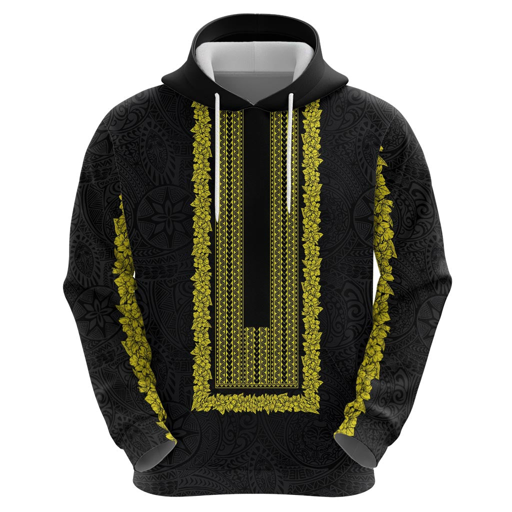 Philippines Polynesian Jasmine Pattern Zip Hoodie With Barong Tagalog Black Style
