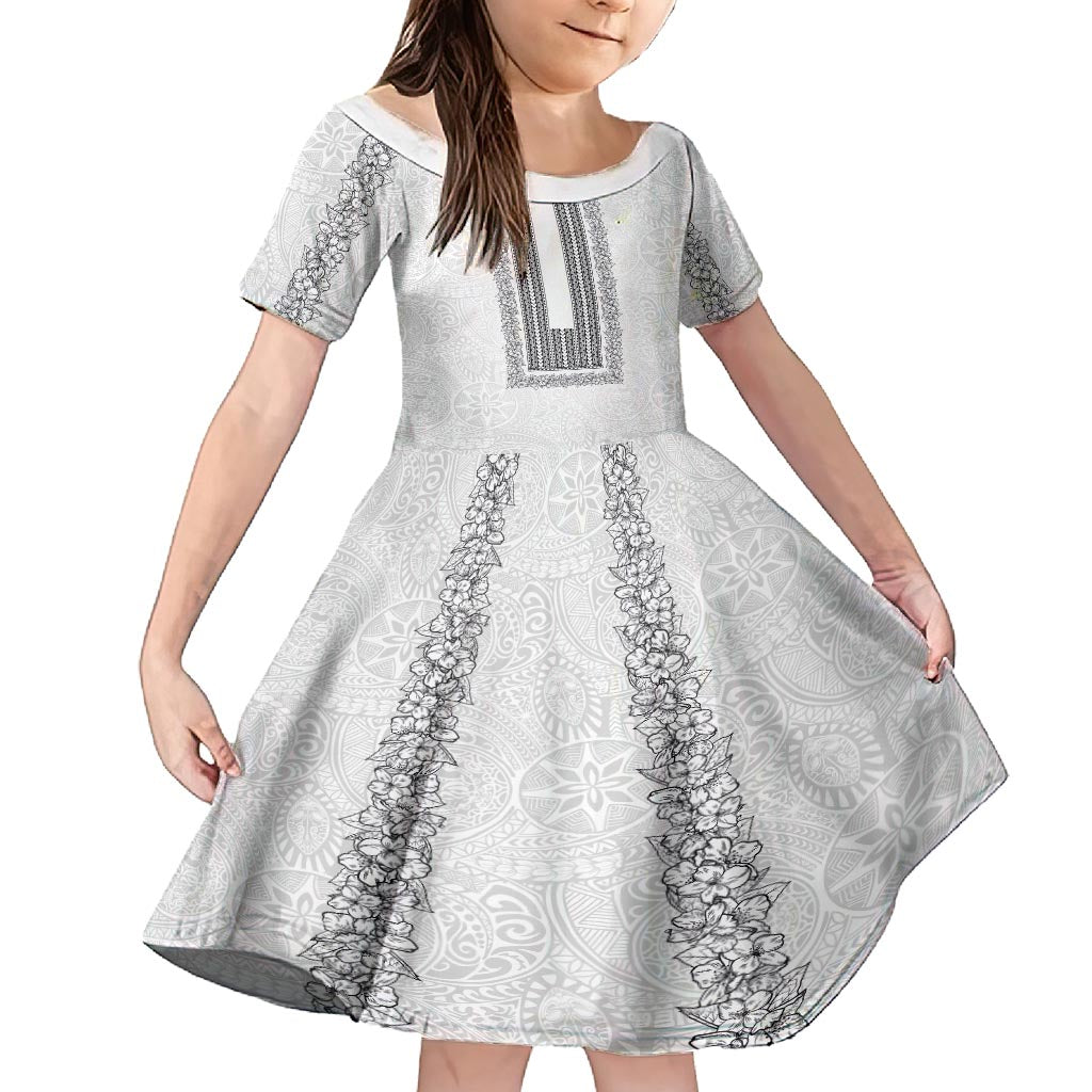 Philippines Polynesian Jasmine Pattern Family Matching Long Sleeve Bodycon Dress and Hawaiian Shirt With Barong Tagalog White Style