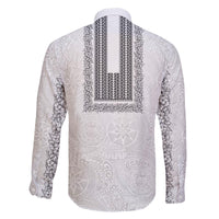 Philippines Polynesian Jasmine Pattern Family Matching Puletasi and Hawaiian Shirt With Barong Tagalog White Style