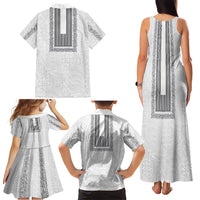 Philippines Polynesian Jasmine Pattern Family Matching Tank Maxi Dress and Hawaiian Shirt With Barong Tagalog White Style