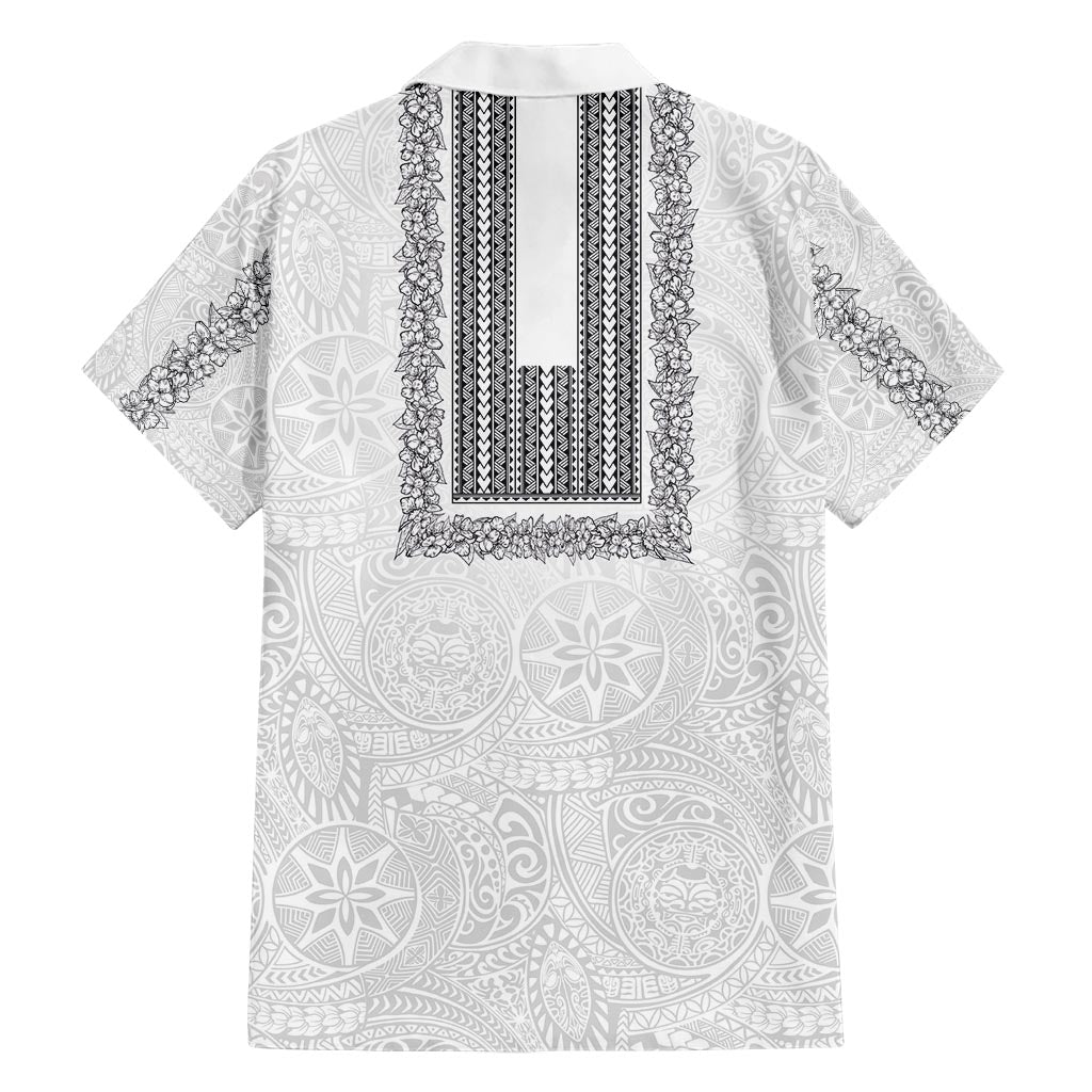 Philippines Polynesian Jasmine Pattern Hawaiian Shirt With Barong Tagalog White Style
