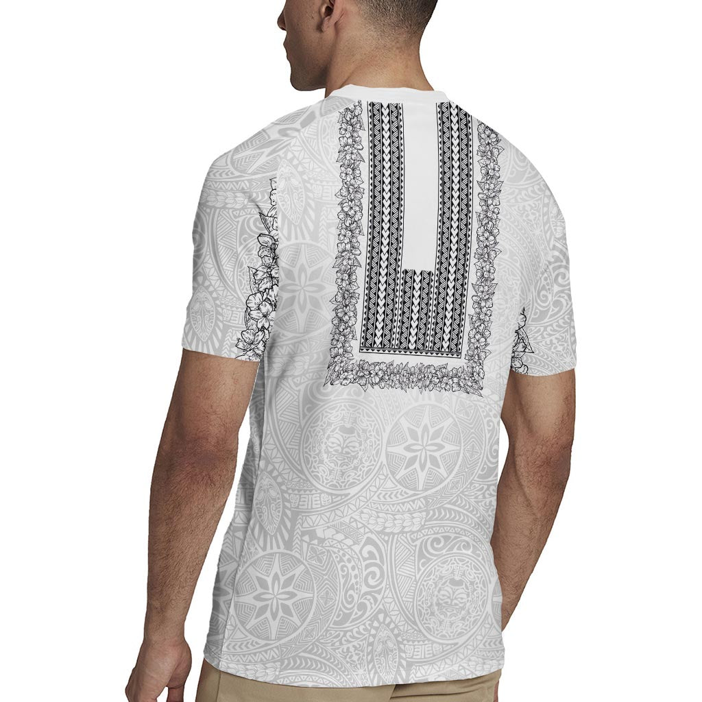 Philippines Polynesian Jasmine Pattern Rugby Jersey With Barong Tagalog White Style