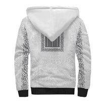 Philippines Polynesian Jasmine Pattern Sherpa Hoodie With Barong Tagalog White Style