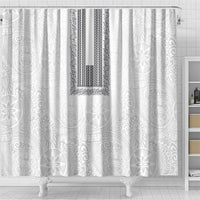 Philippines Polynesian Jasmine Pattern Shower Curtain With Barong Tagalog White Style