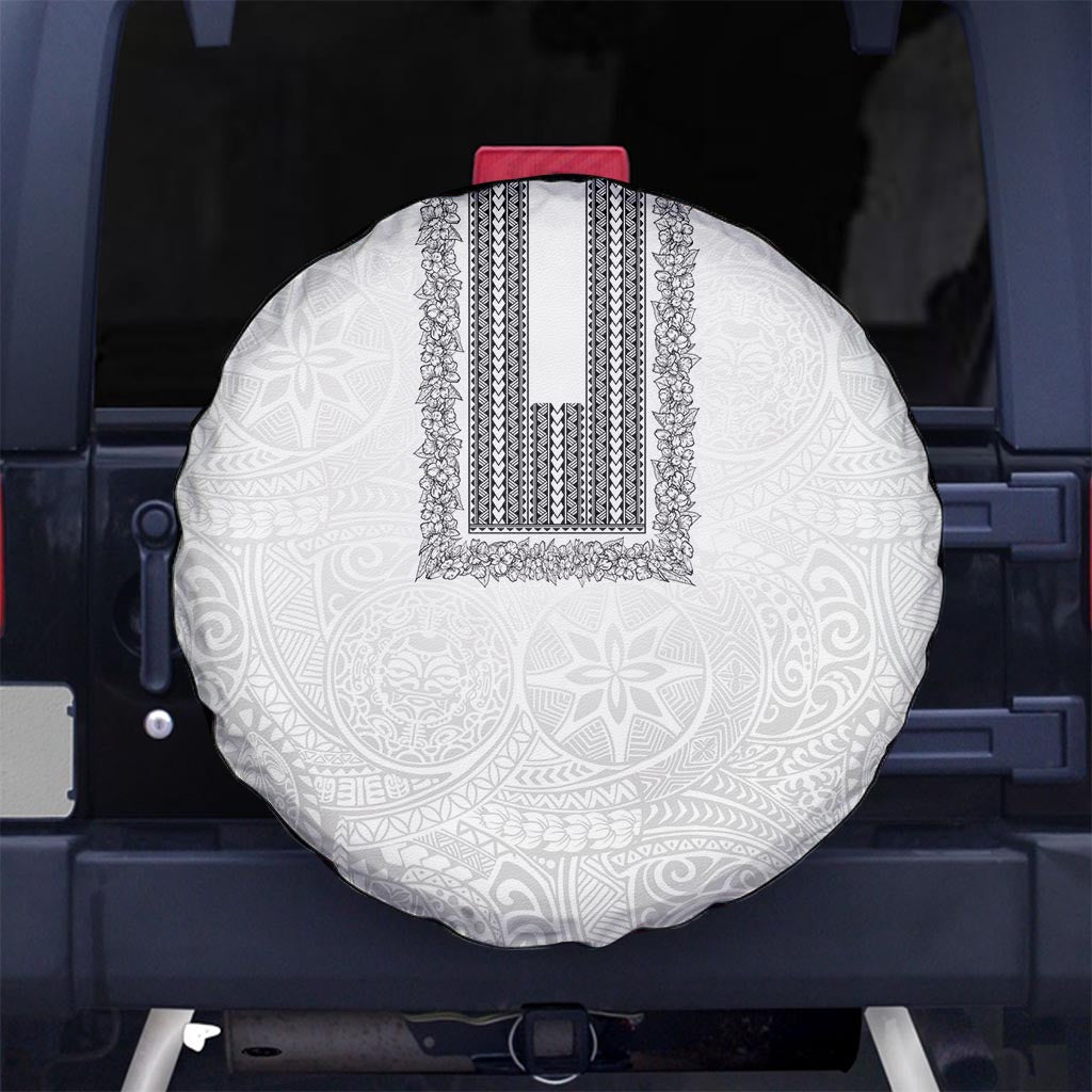 Philippines Polynesian Jasmine Pattern Spare Tire Cover With Barong Tagalog White Style