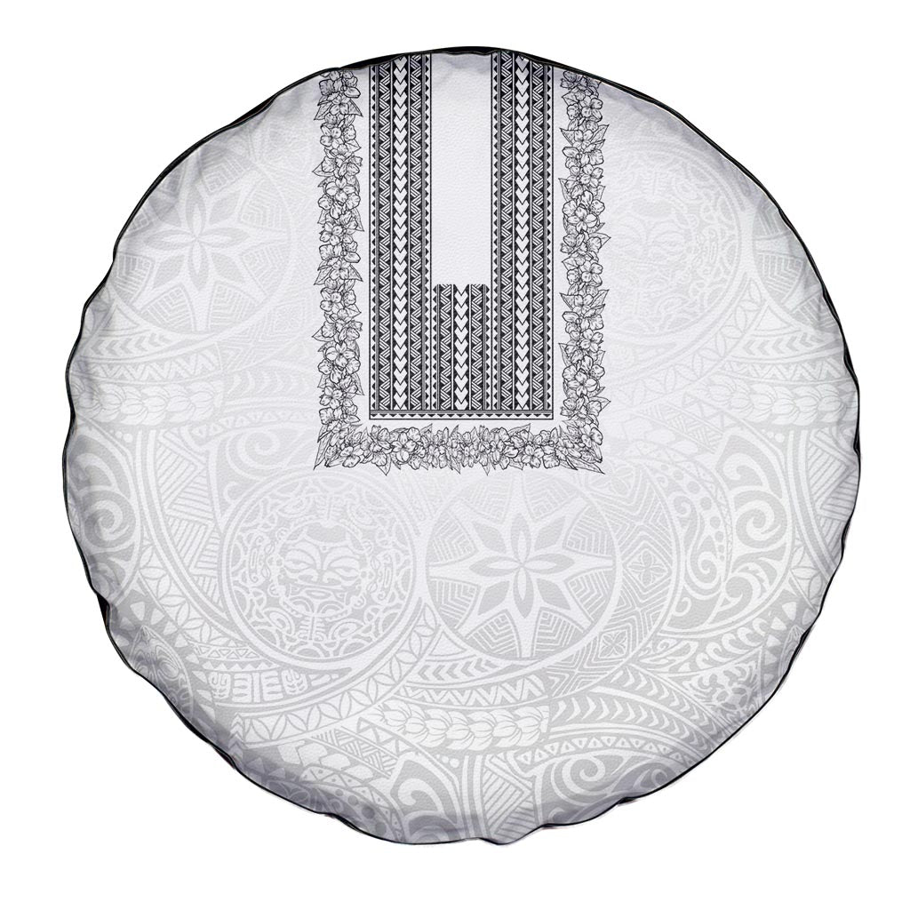 Philippines Polynesian Jasmine Pattern Spare Tire Cover With Barong Tagalog White Style