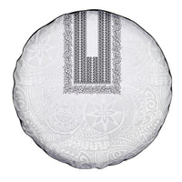 Philippines Polynesian Jasmine Pattern Spare Tire Cover With Barong Tagalog White Style
