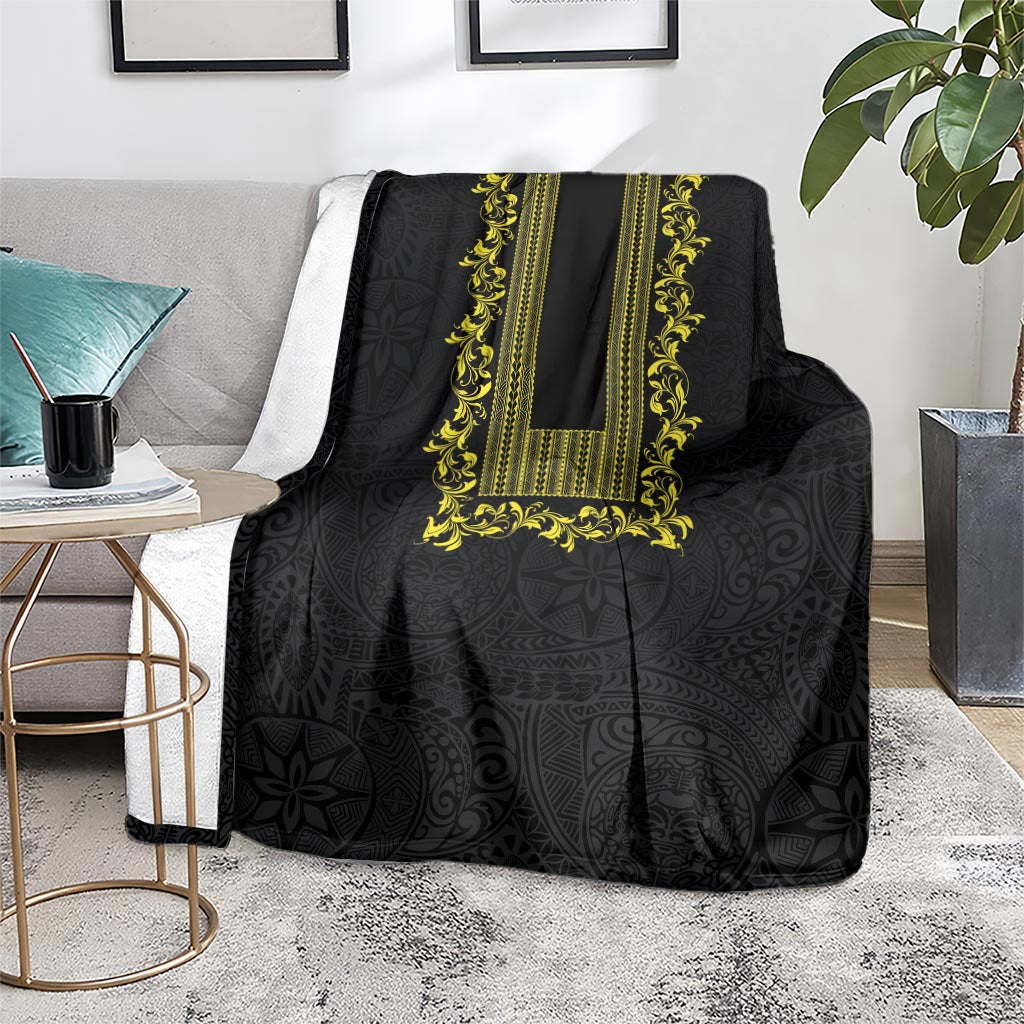 Philippines Polynesian Floral Pattern Blanket With Barong Tagalog Black Style