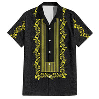 Philippines Polynesian Floral Pattern Family Matching Long Sleeve Bodycon Dress and Hawaiian Shirt With Barong Tagalog Black Style LT03 Dad's Shirt - Short Sleeve Black - Polynesian Pride