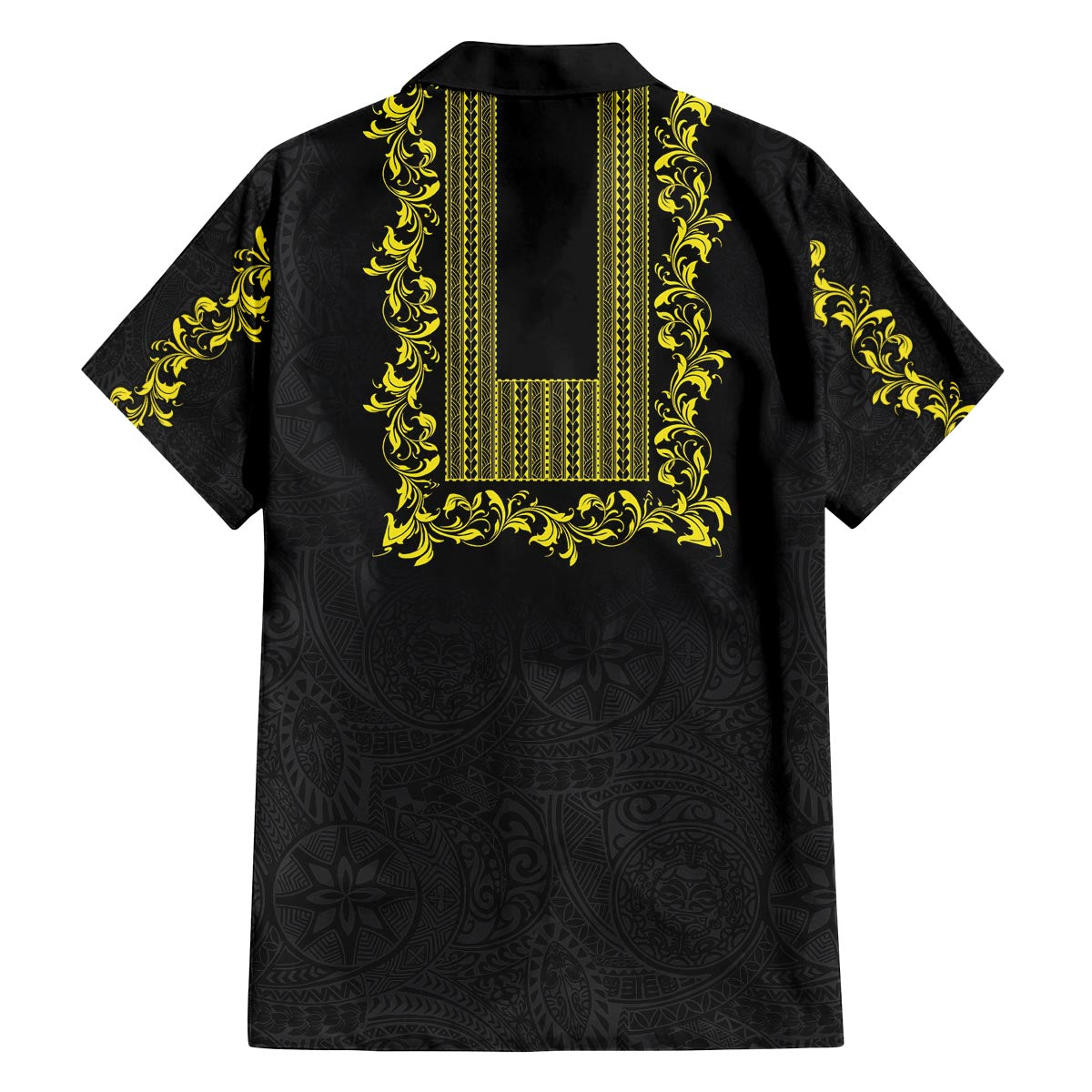 Philippines Polynesian Floral Pattern Family Matching Off The Shoulder Long Sleeve Dress and Hawaiian Shirt With Barong Tagalog Black Style