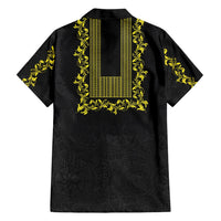 Philippines Polynesian Floral Pattern Hawaiian Shirt With Barong Tagalog Black Style