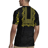 Philippines Polynesian Floral Pattern Rugby Jersey With Barong Tagalog Black Style