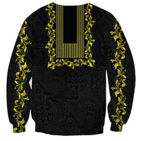 Philippines Polynesian Floral Pattern Sweatshirt With Barong Tagalog Black Style
