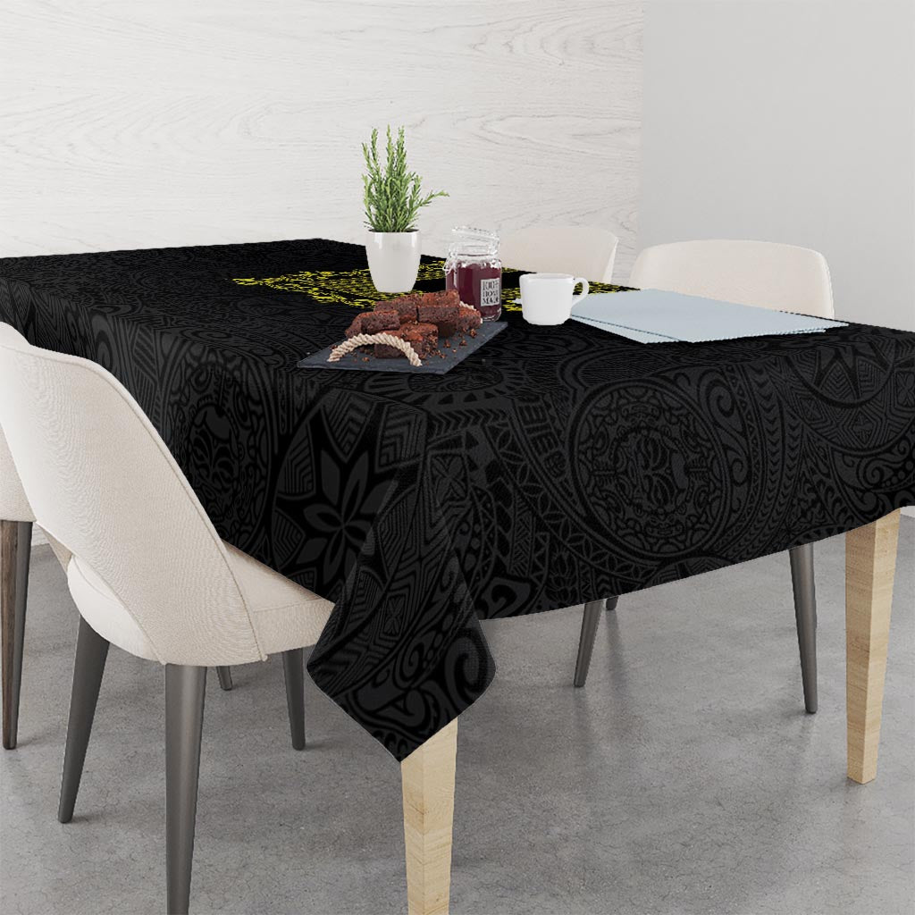 Philippines Polynesian Floral Pattern Tablecloth With Barong Tagalog Black Style